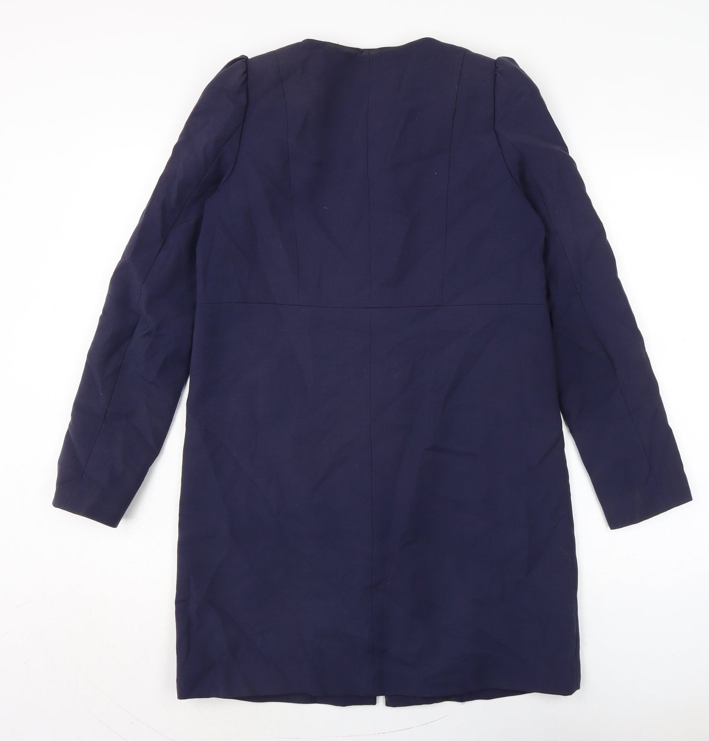 H&M Womens Blue Overcoat Coat Size 8 Zip