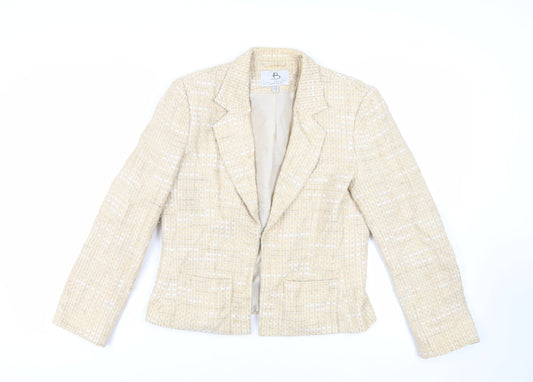 Paul Berman Womens Beige Jacket Blazer Size 14 Hook & Eye