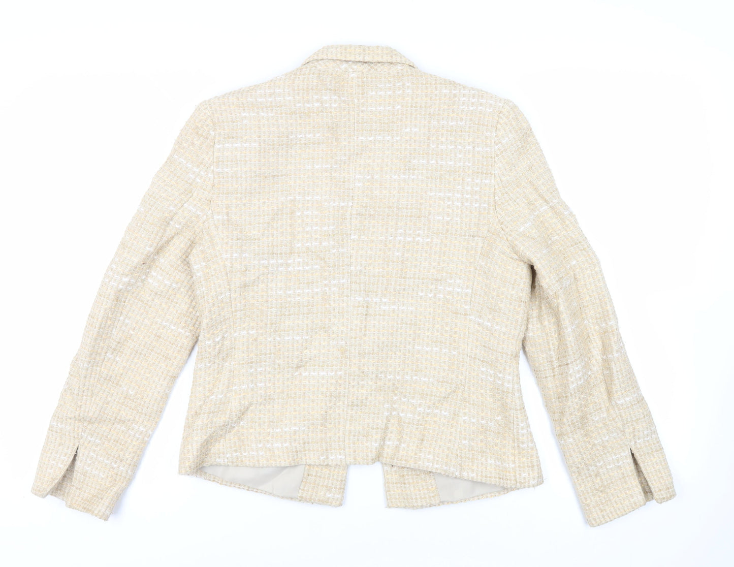 Paul Berman Womens Beige Jacket Blazer Size 14 Hook & Eye