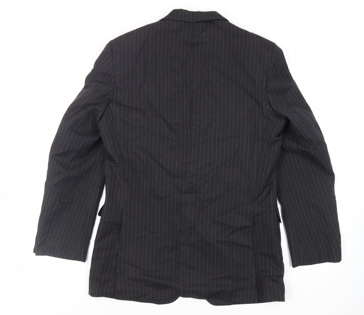 St Michael Mens Grey Striped Wool Jacket Suit Jacket Size 40 Regular - Vintage
