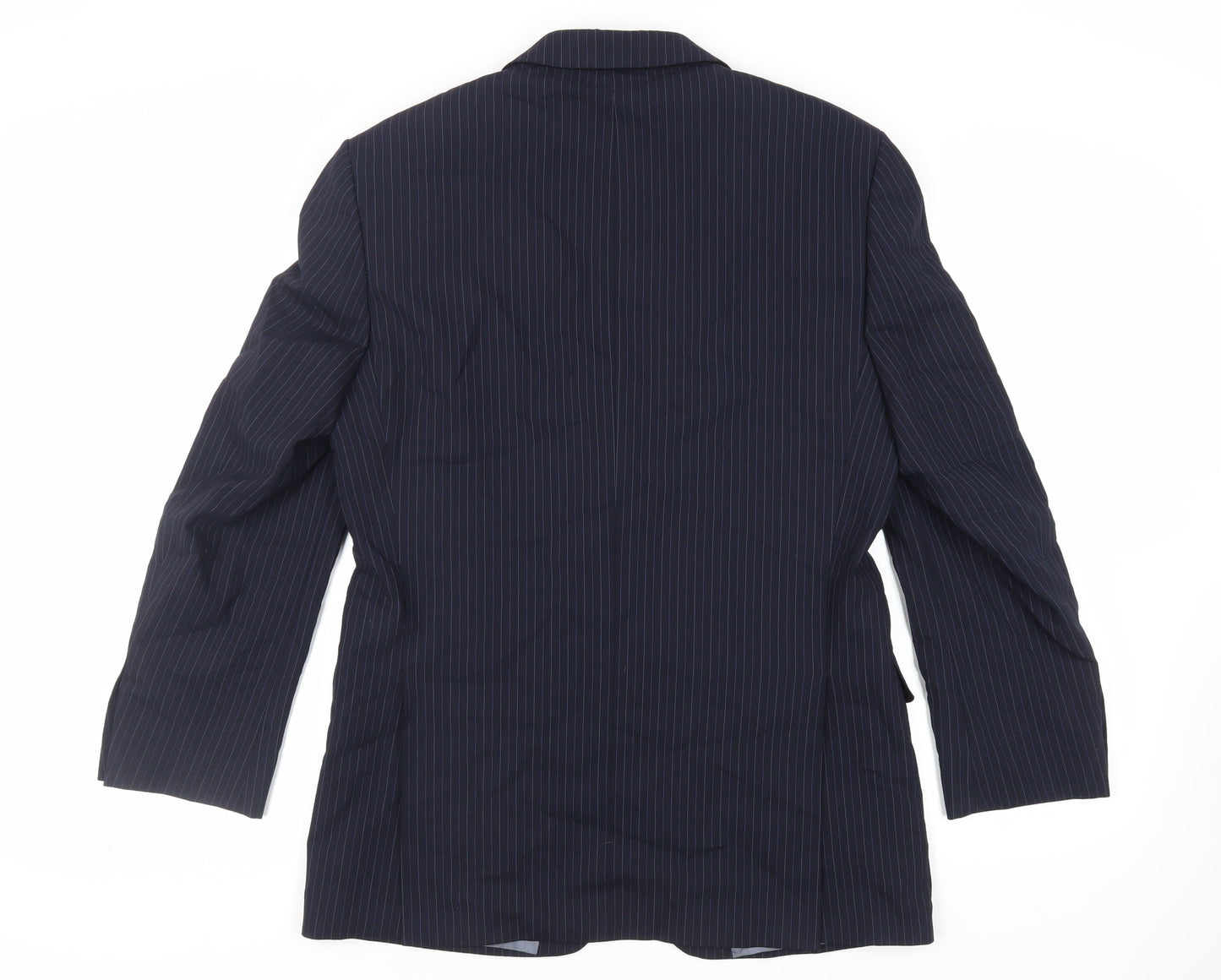 Marks and Spencer Mens Blue Striped Wool Jacket Suit Jacket Size 40 Regular