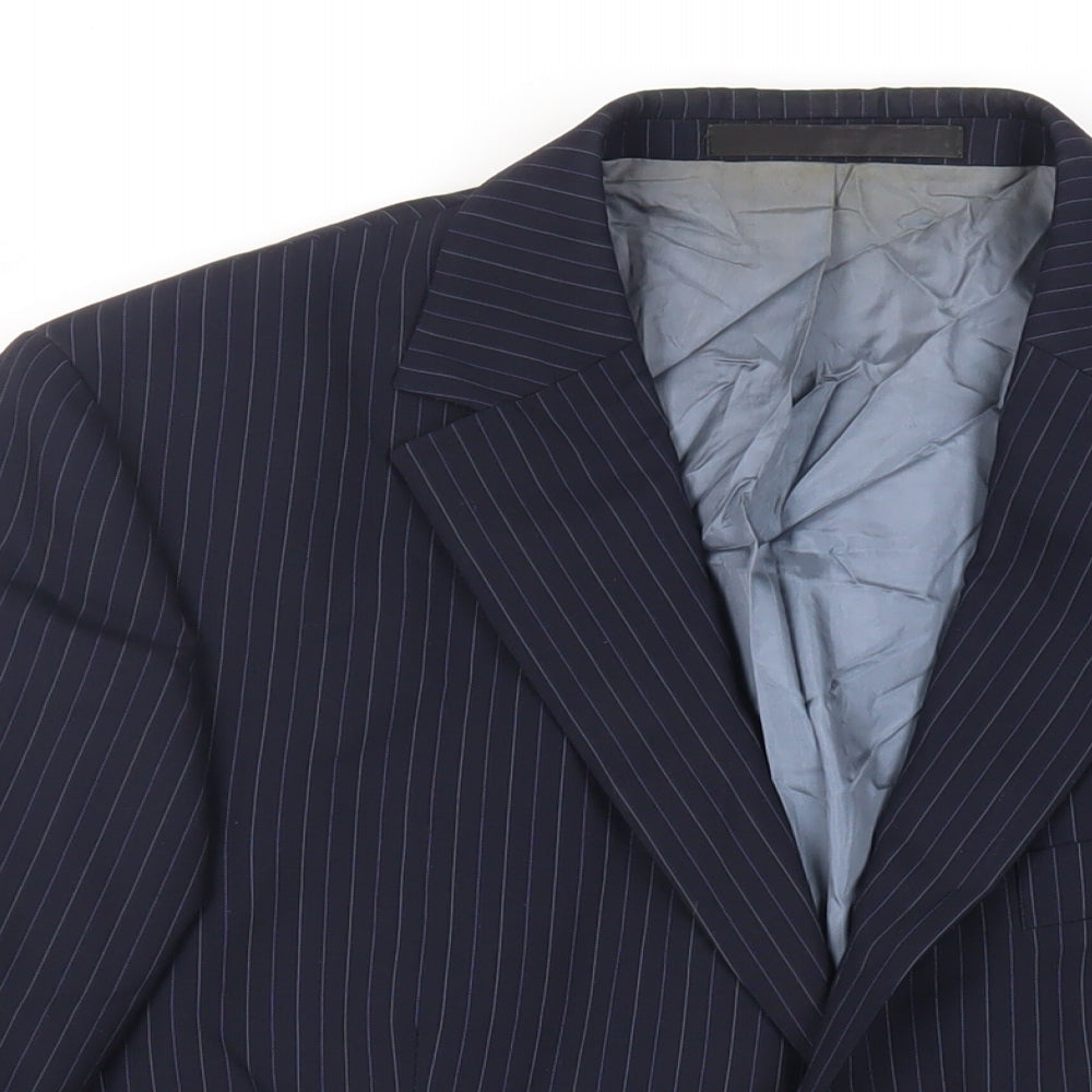 Marks and Spencer Mens Blue Striped Wool Jacket Suit Jacket Size 40 Regular