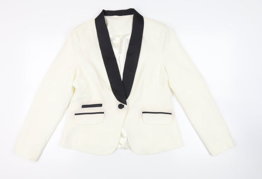 M&Co Womens Ivory Jacket Blazer Size 14 Button