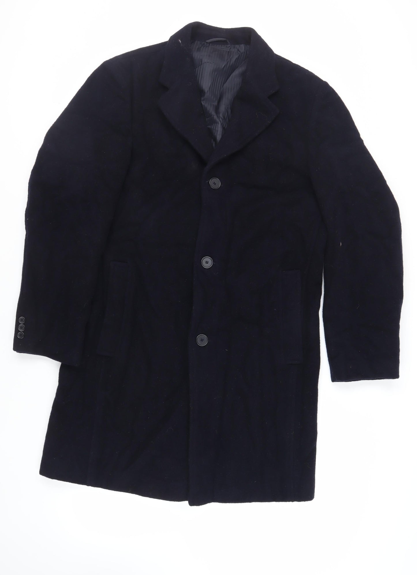Bruce & Borough Mens Blue Overcoat Coat Size 40 Button