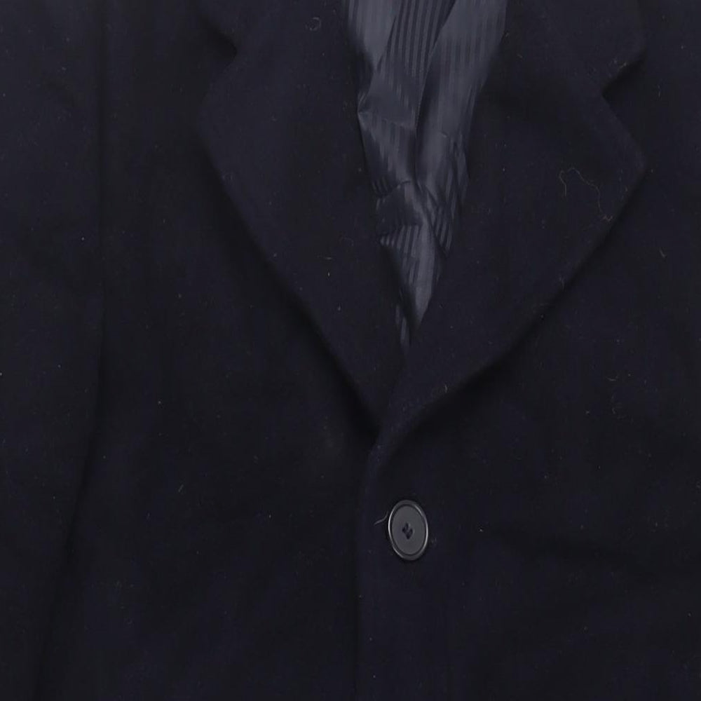 Bruce & Borough Mens Blue Overcoat Coat Size 40 Button