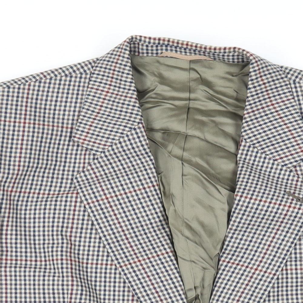 Skopes Mens Beige Check Polyester Jacket Blazer Size 42 Regular