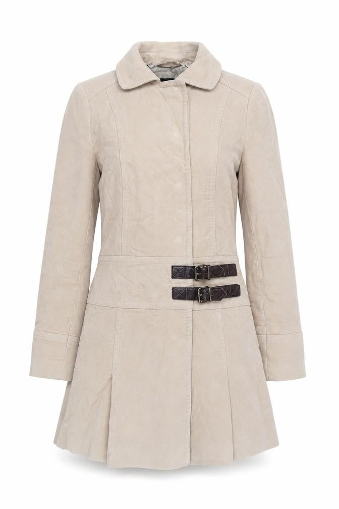 Next Womens Beige Overcoat Coat Size 8 Snap