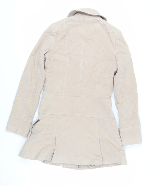 NEXT Womens Beige Overcoat Coat Size 8 Snap
