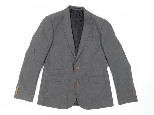 ASOS Mens Grey Plaid Polyester Jacket Suit Jacket Size 40 Regular