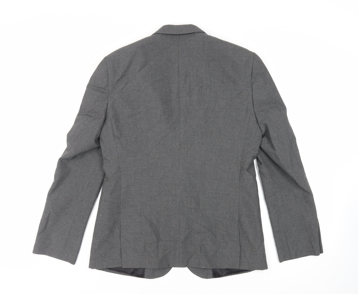 ASOS Mens Grey Plaid Polyester Jacket Suit Jacket Size 40 Regular
