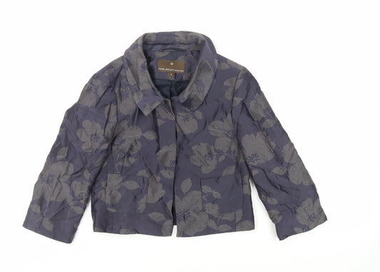 Fenn Wright Manson Womens Blue Floral Jacket Size 8 - Open
