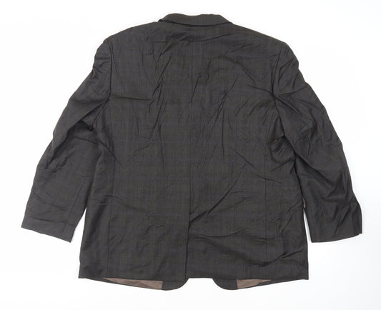Marks and Spencer Mens Grey Plaid Wool Jacket Suit Jacket Size 46 Regular