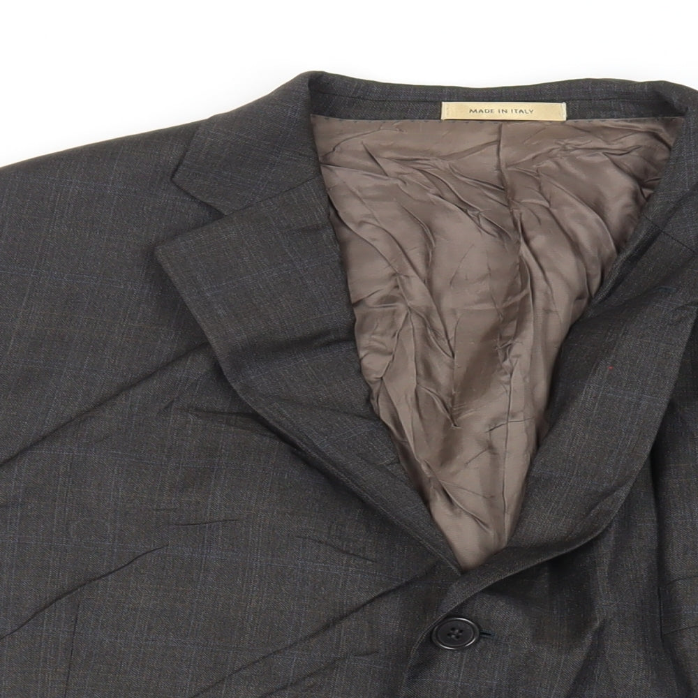 Marks and Spencer Mens Grey Plaid Wool Jacket Suit Jacket Size 46 Regular