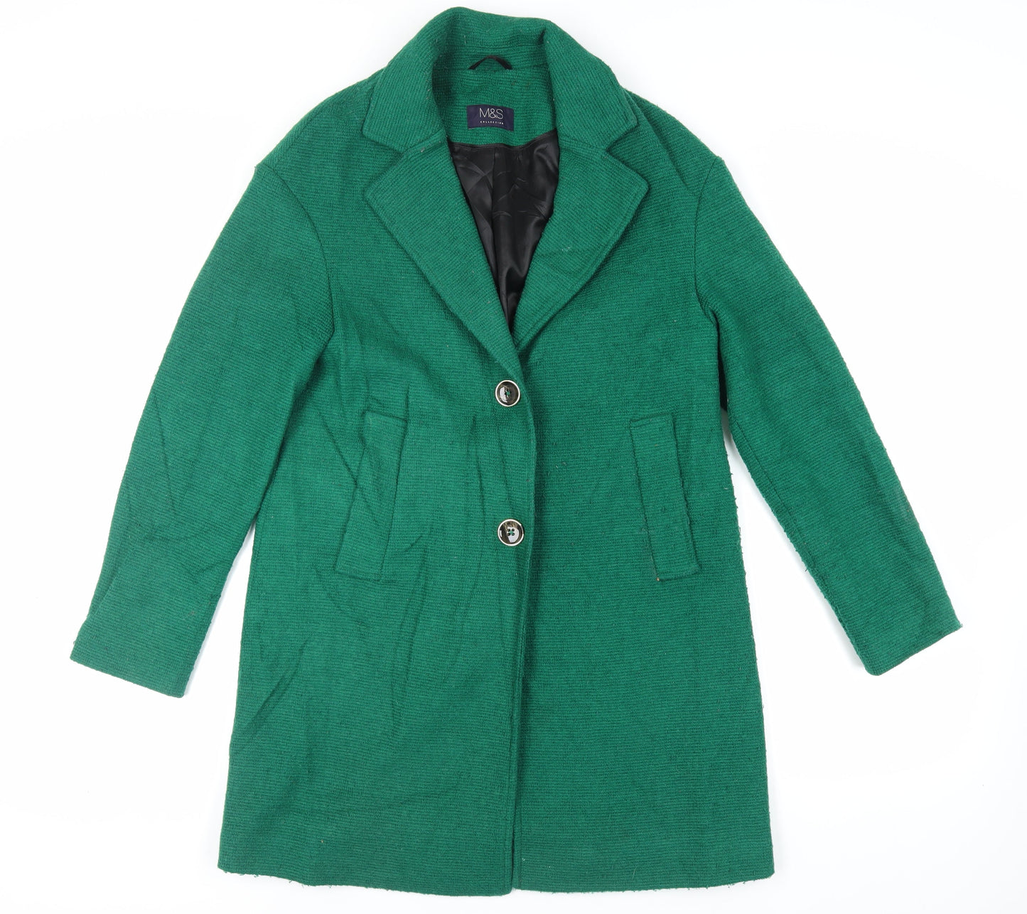Marks and Spencer Womens Green Pea Coat Coat Size 10 Button
