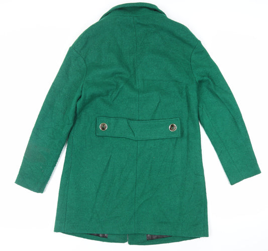 Marks and Spencer Womens Green Pea Coat Coat Size 10 Button