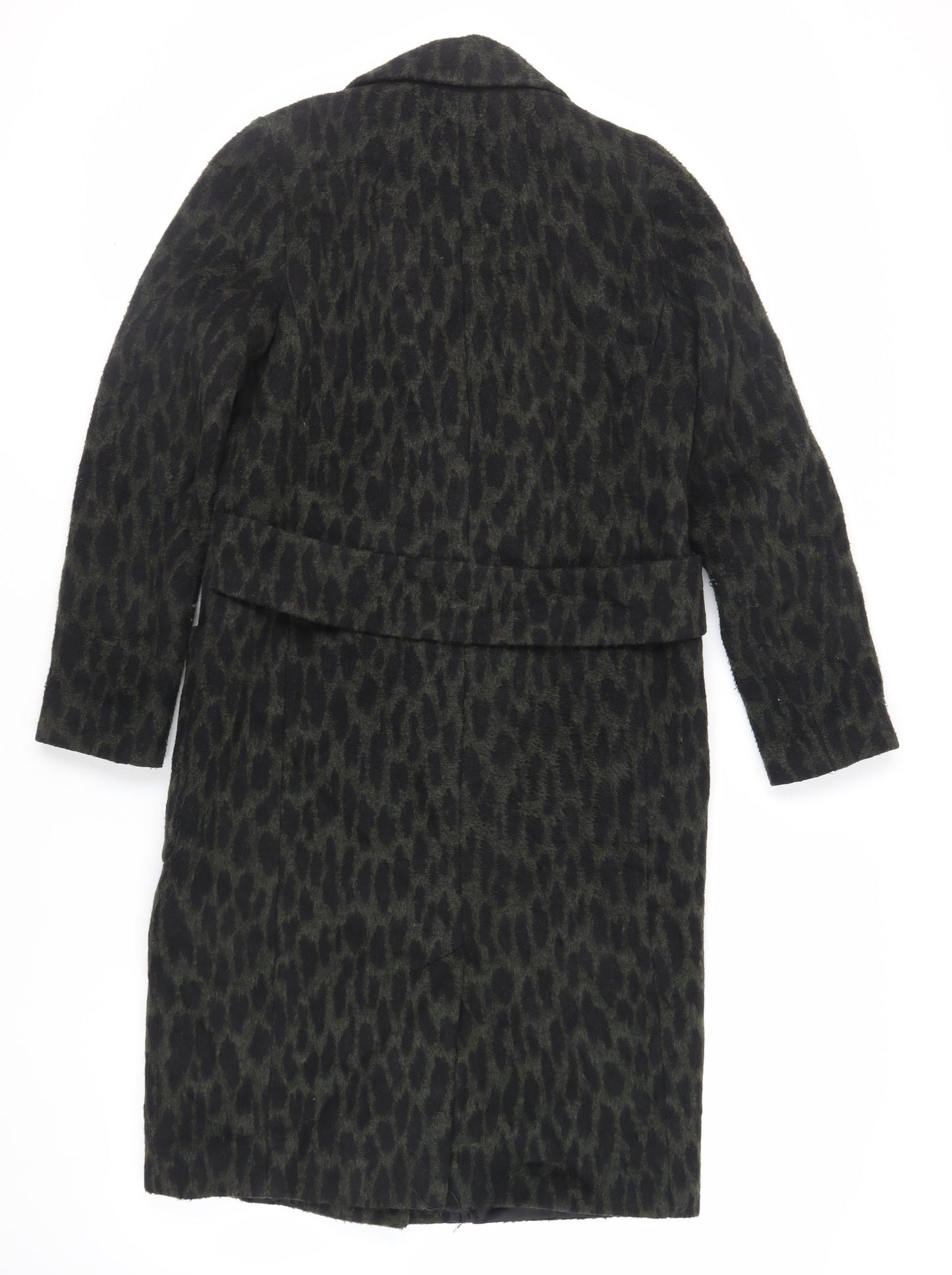 Very Womens Green Animal Print Overcoat Coat Size 10 Button