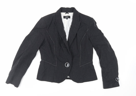 Marks and Spencer Womens Black Polka Dot Jacket Blazer Size 12 Button
