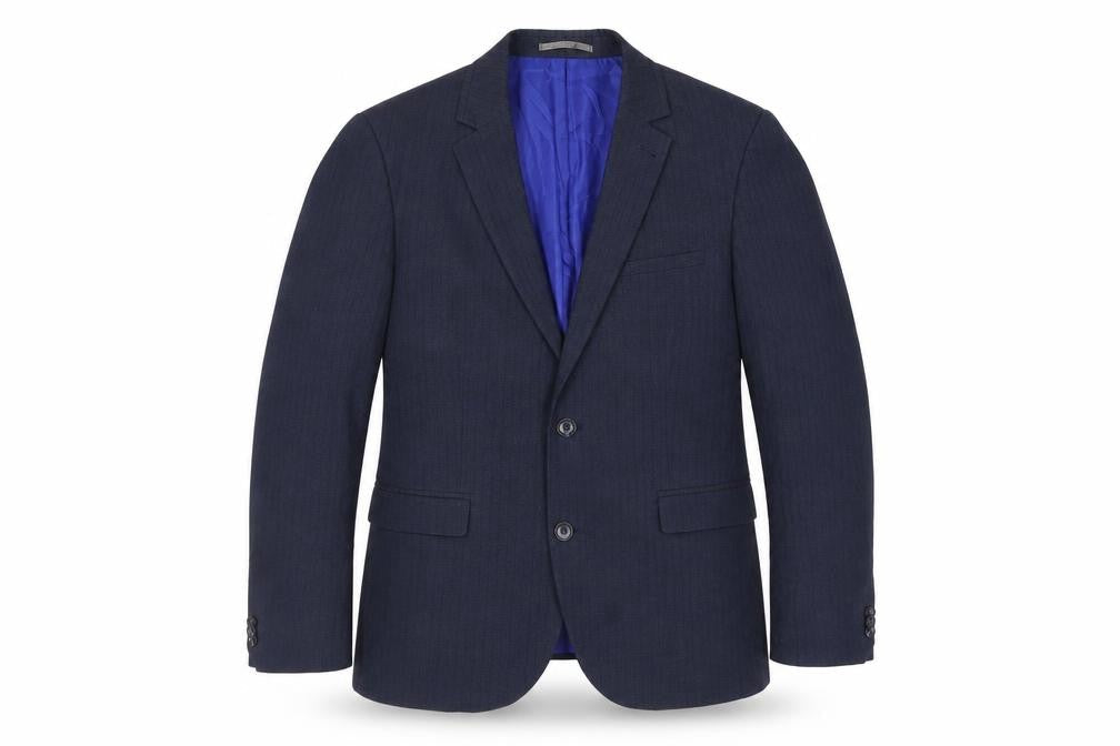 Marks and Spencer Mens Blue Striped Polyester Jacket Suit Jacket Size 40 Regular