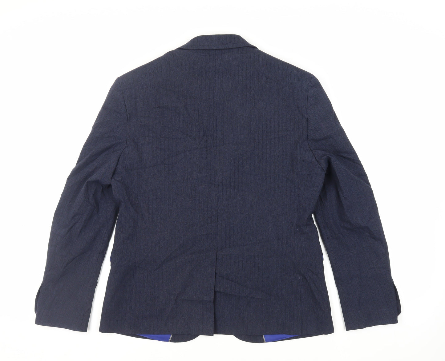Marks and Spencer Mens Blue Striped Polyester Jacket Suit Jacket Size 40 Regular