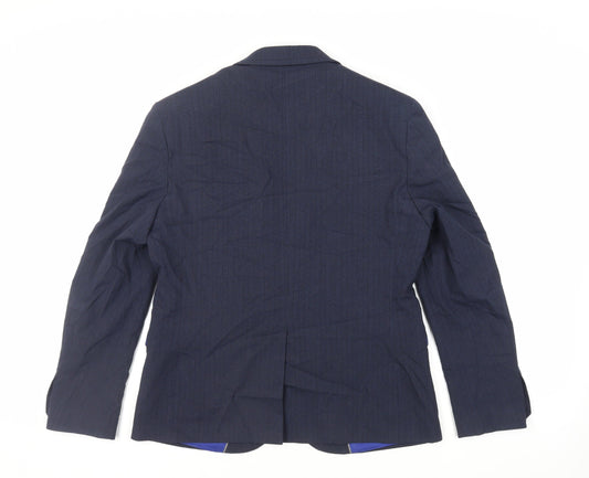 Marks and Spencer Mens Blue Striped Polyester Jacket Suit Jacket Size 40 Regular