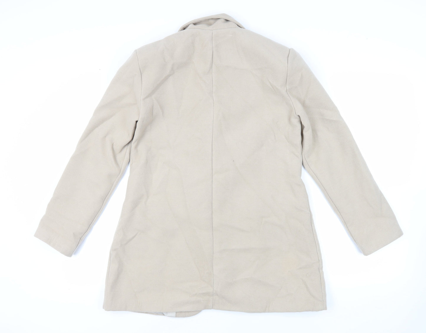 Boohoo Womens Beige Overcoat Coat Size 12 Button