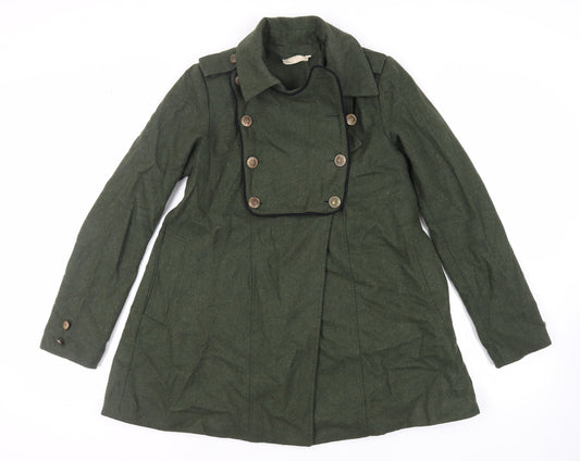 Pins & Needles Womens Green Pea Coat Coat Size S Button