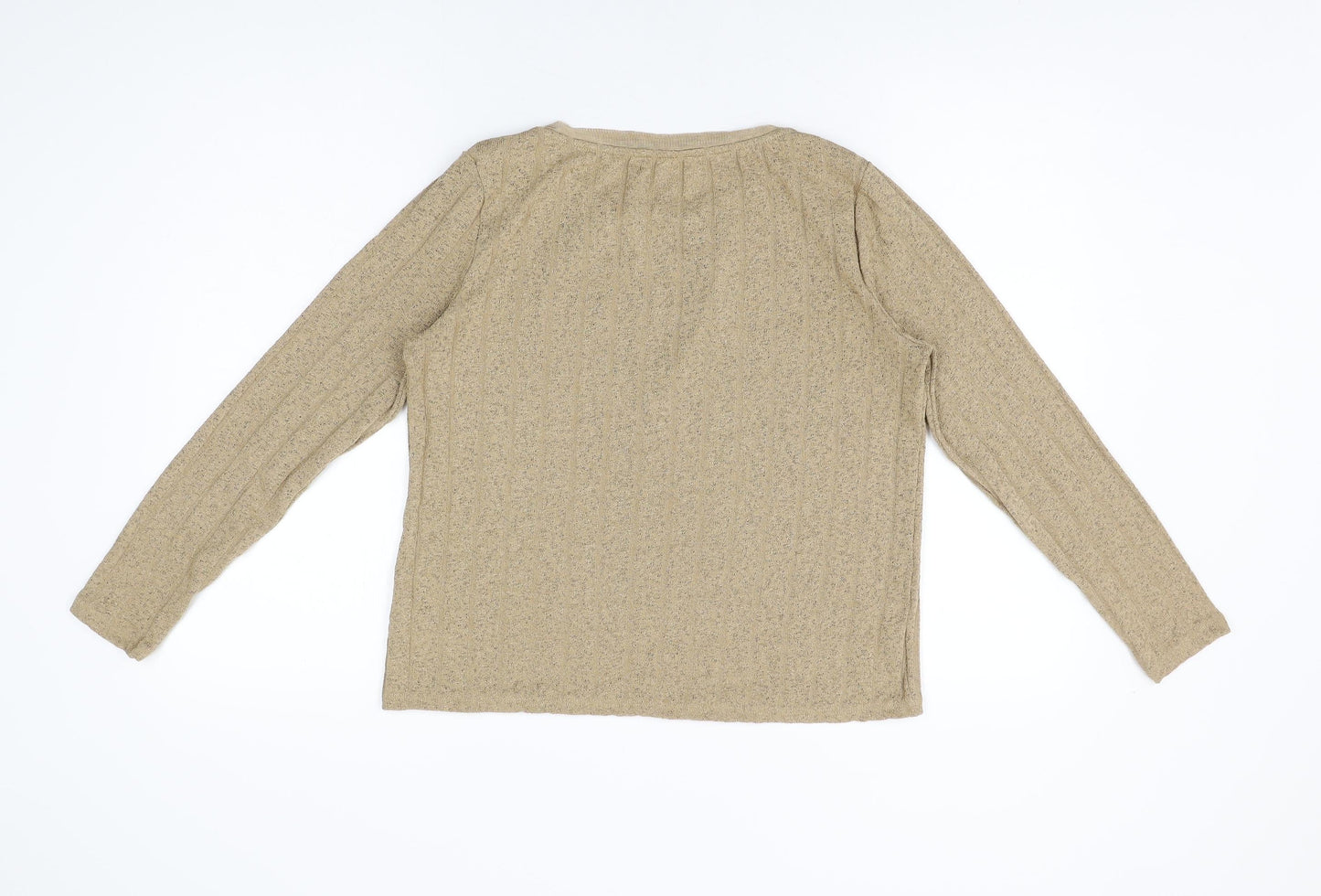 Marks and Spencer Womens Beige Polyester Basic T-Shirt Size 10 Round Neck