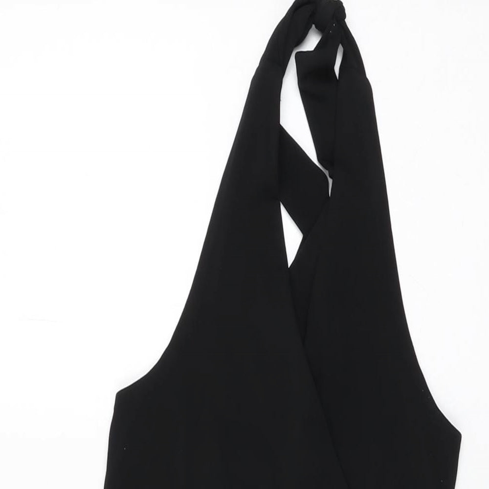 Speechless Womens Black Geometric Polyester Mini Size 10 Halter Tie