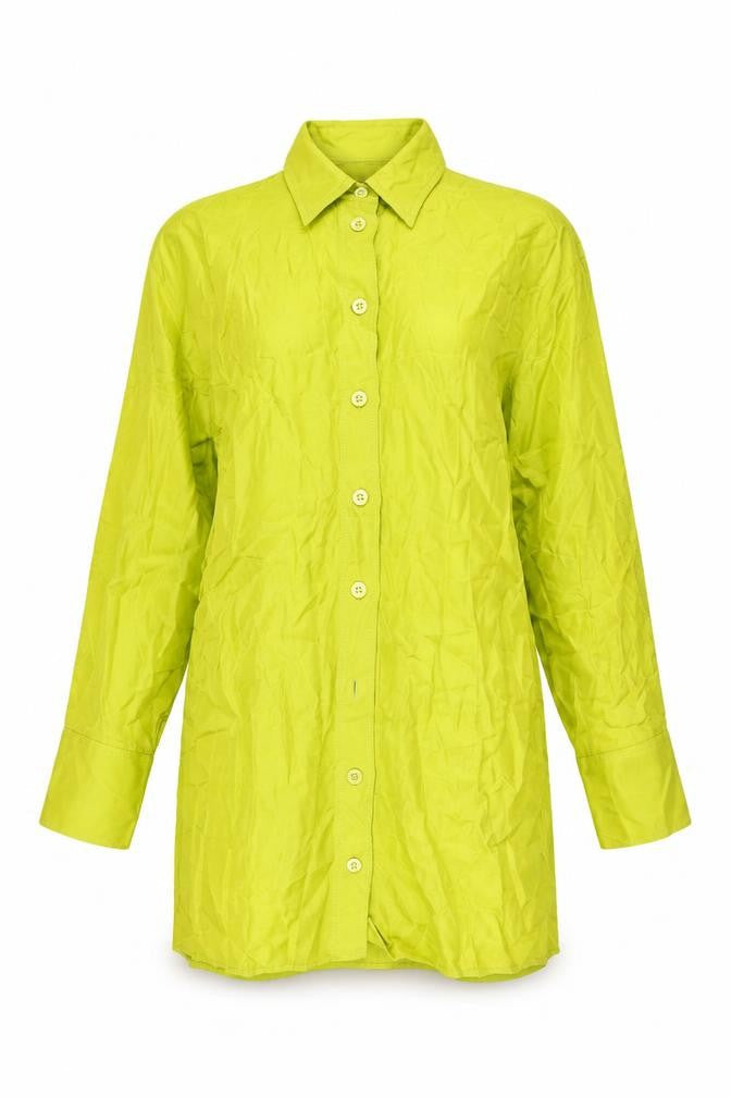 Zara Womens Green Viscose Shirt Dress Size L Collared Button