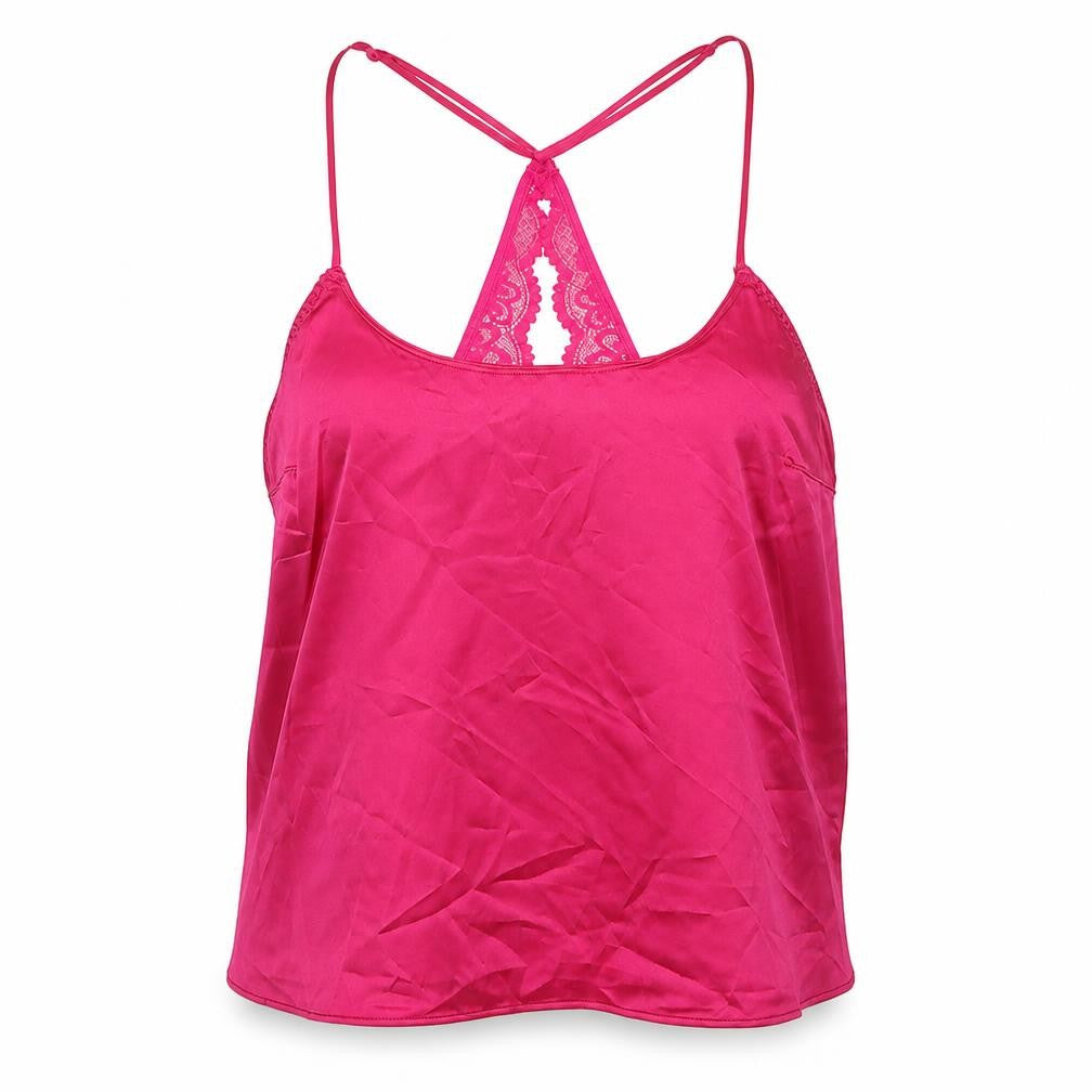Marks and Spencer Womens Pink Solid Polyester Cami Pyjama Top Size XS