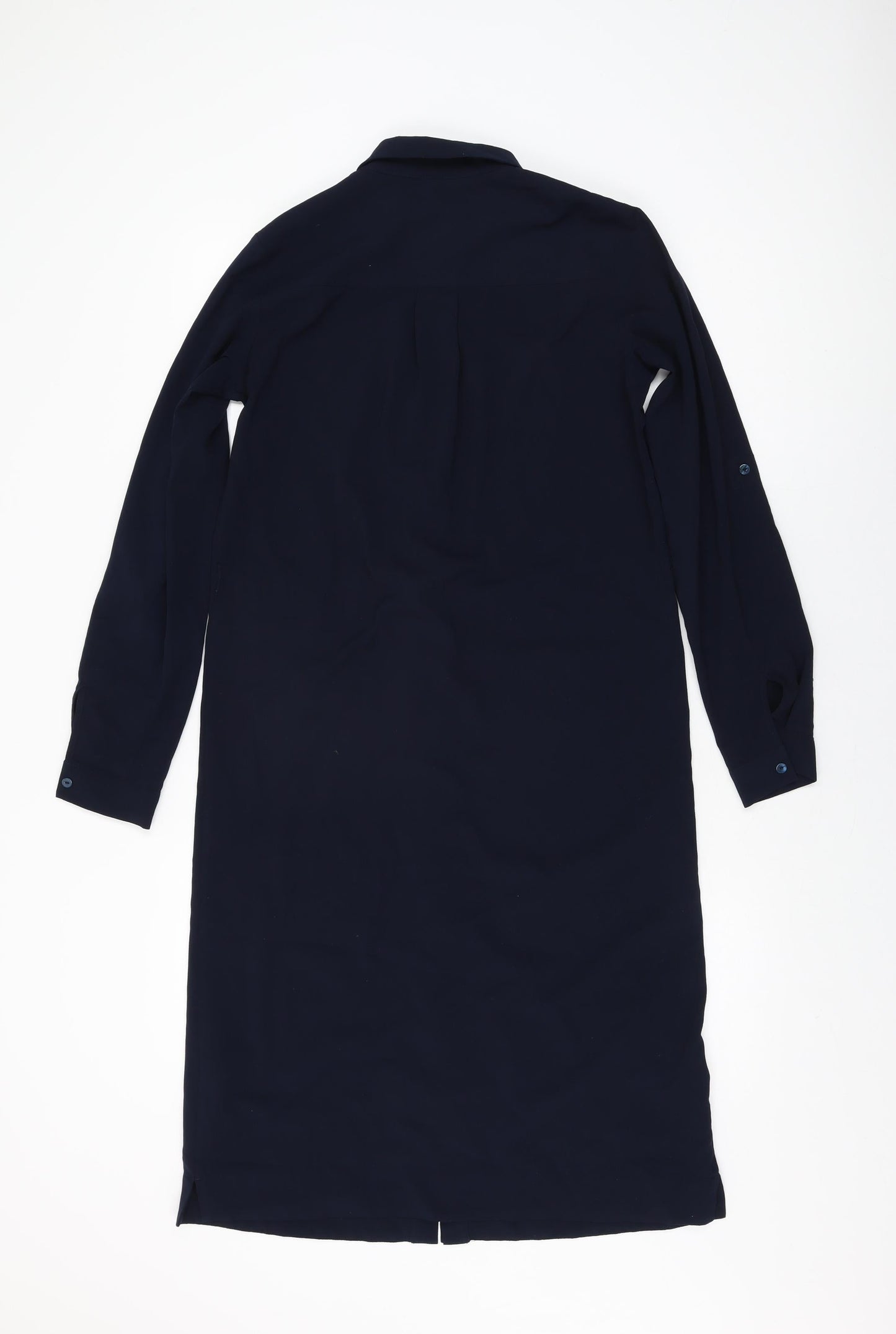 Warehouse Womens Blue Polyester Shift Size 8 Collared Button