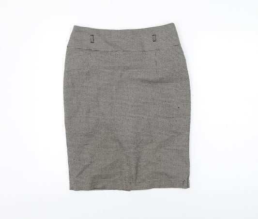 Marks and Spencer Womens Black Geometric Polyester Straight & Pencil Skirt Size 10 Zip