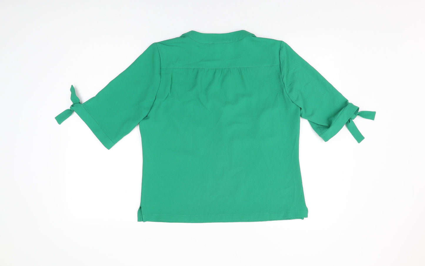Afibel Womens Green Polyester Basic T-Shirt Size 12 V-Neck
