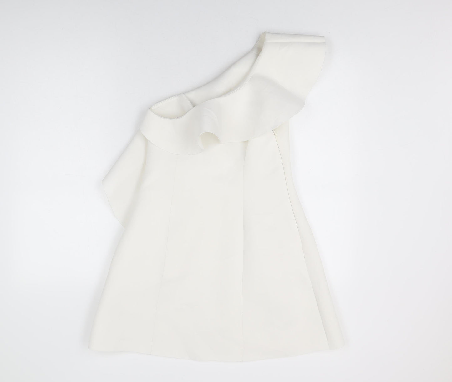 ASOS Womens White Polyester Skater Dress Size 10 One Shoulder Zip