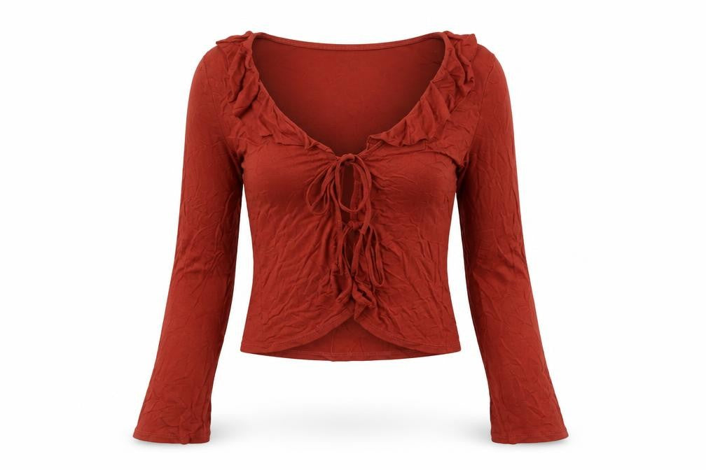 ASOS Womens Orange Viscose Cropped Blouse Size 8 V-Neck