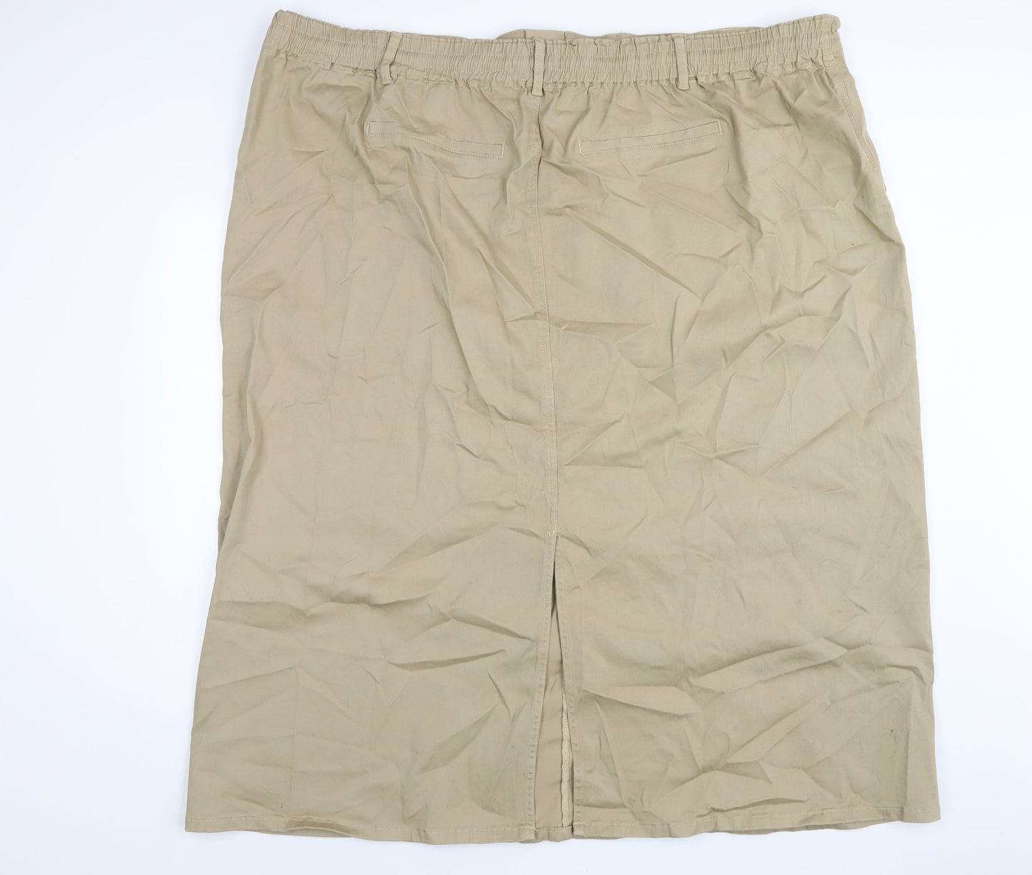 Simply Be Womens Beige Cotton A-Line Skirt Size 30 Zip