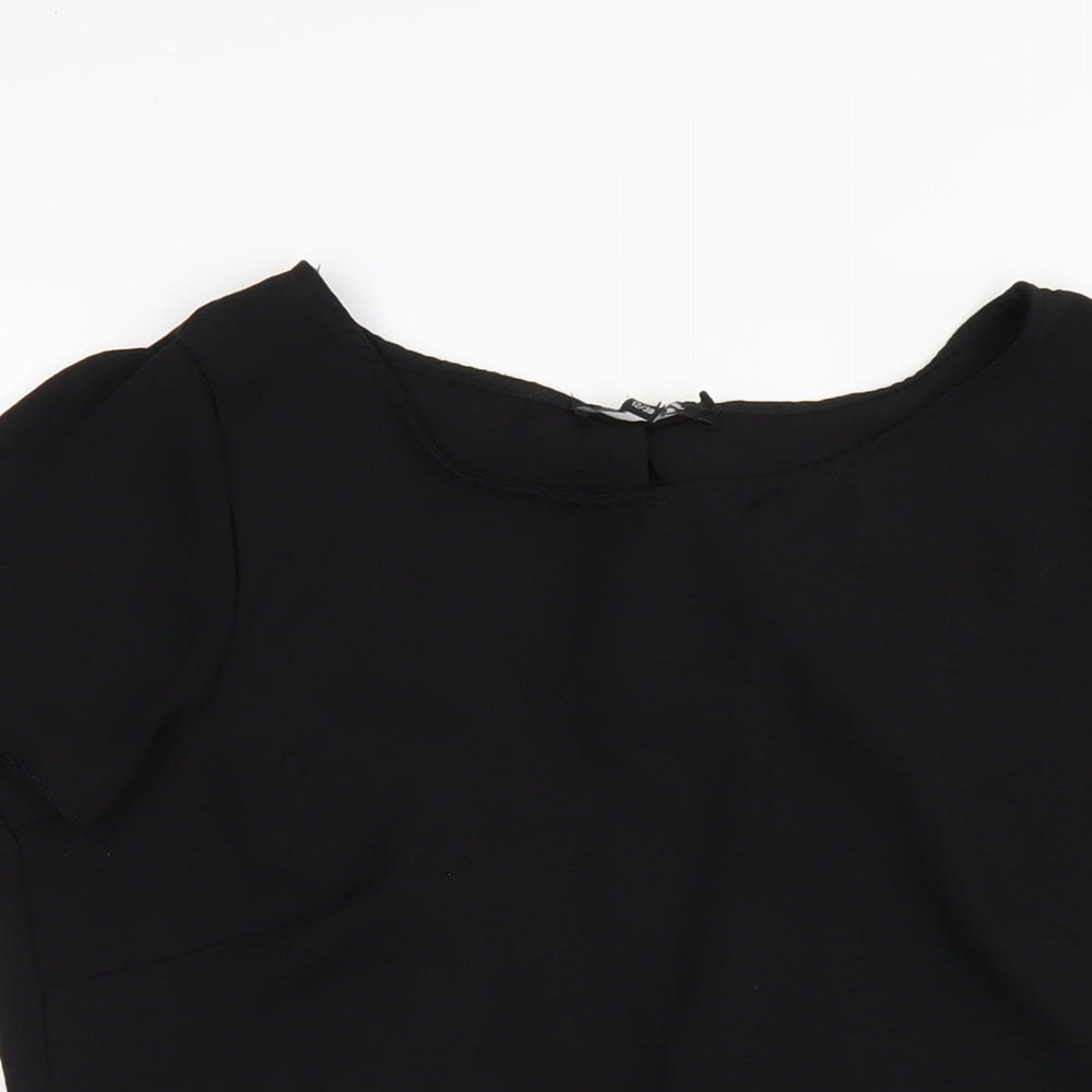 Belle Vere Womens Black Polyester Basic T-Shirt Size 12 Round Neck