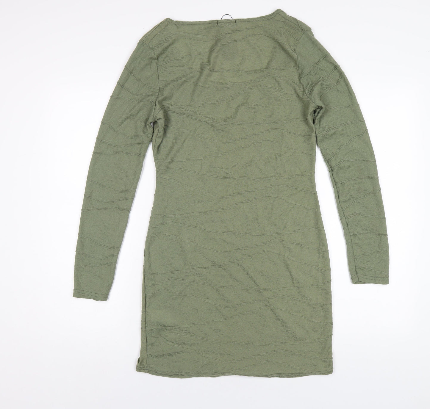 PRETTYLITTLETHING Womens Green Polyester Bodycon Size 12 Scoop Neck Pullover