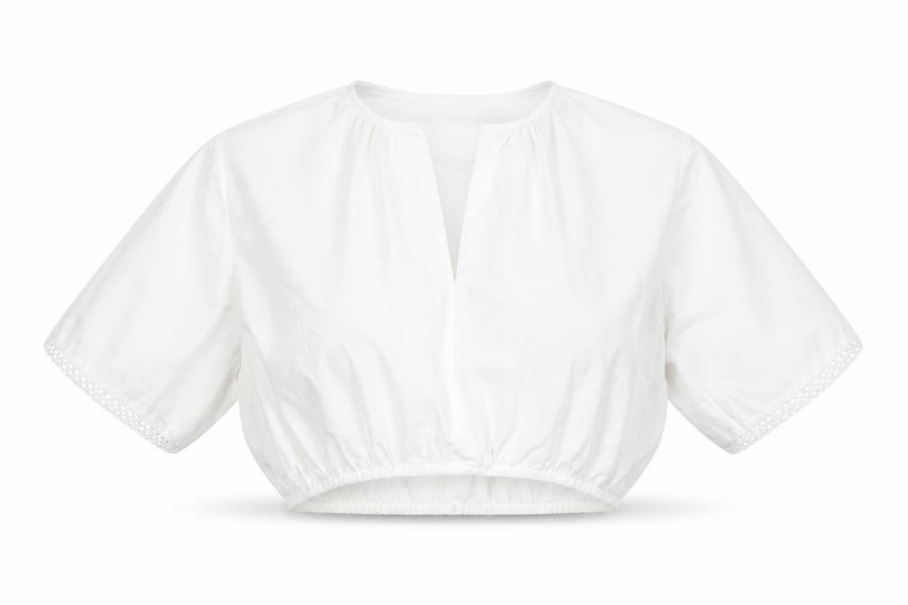 Herring Womens White 100% Cotton Cropped Blouse Size 10 V-Neck