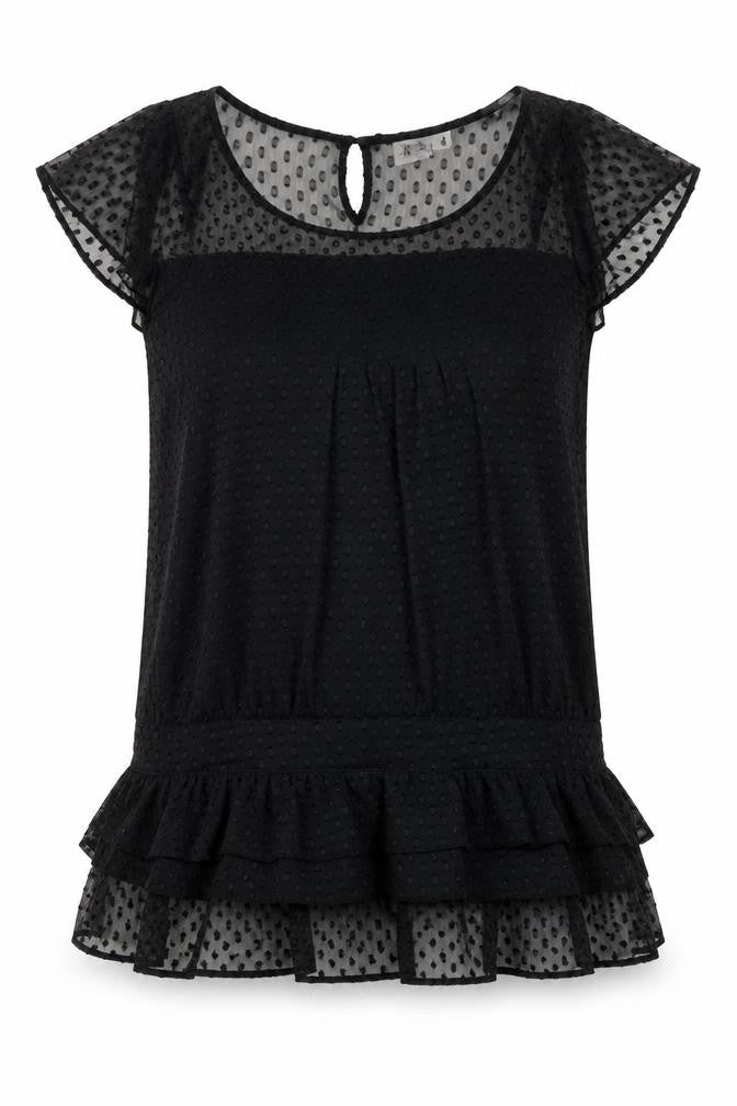 K Woman Womens Black Polycarbamide Tunic Blouse Size 10 Scoop Neck