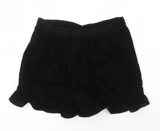 River Island Girls Black 100% Polyester Hot Pants Shorts Size 9-10 Years Regular - Elasticated Waist