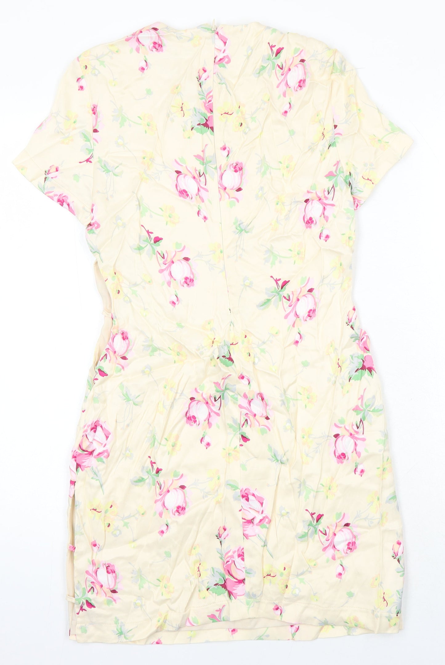 Zara Womens Multicoloured Floral Polyester A-Line Size S Round Neck