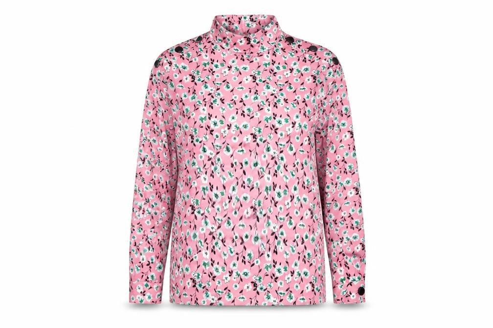 M&S Womens Multicoloured Floral Polyester Tunic Blouse Size 10 Mock Neck