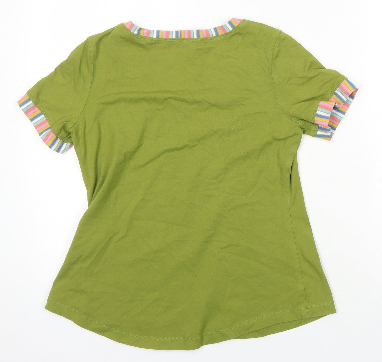 Sarah Guthrie Womens Green Polyester Blend Basic T-Shirt Size S Scoop Neck