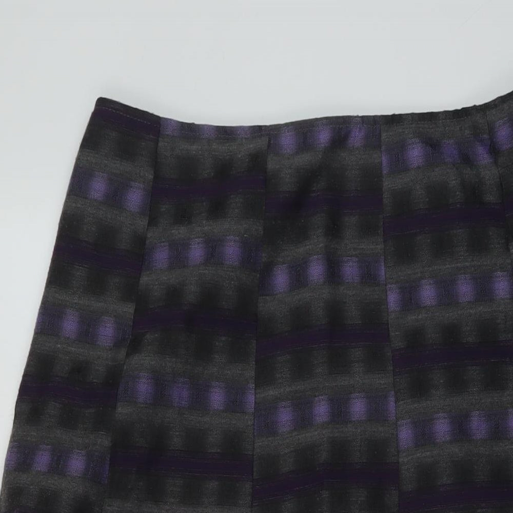 Per Una Womens Grey Geometric Polyester A-Line Skirt Size 12 Zip