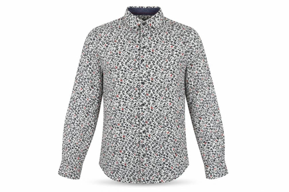 Zara Mens Multicoloured Floral Polyester Button-Up Size S Collared Button