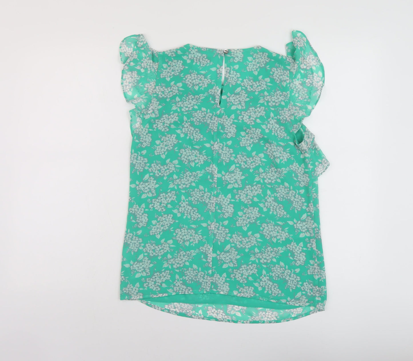 Oasis Womens Green Floral Polyester Basic Tank Size 8 Round Neck