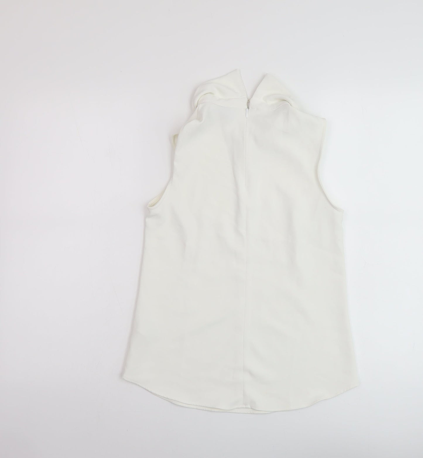H&M Womens Ivory Polyester Basic T-Shirt Size 4 Collared