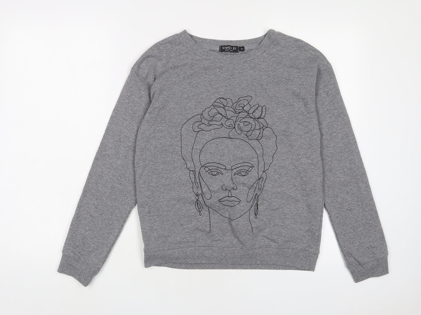 Civico Womens Grey Cotton Pullover Sweatshirt Size S Pullover