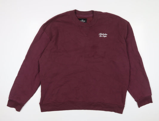 Hollister Mens Purple Cotton Pullover Sweatshirt Size 2XL - Embroidered